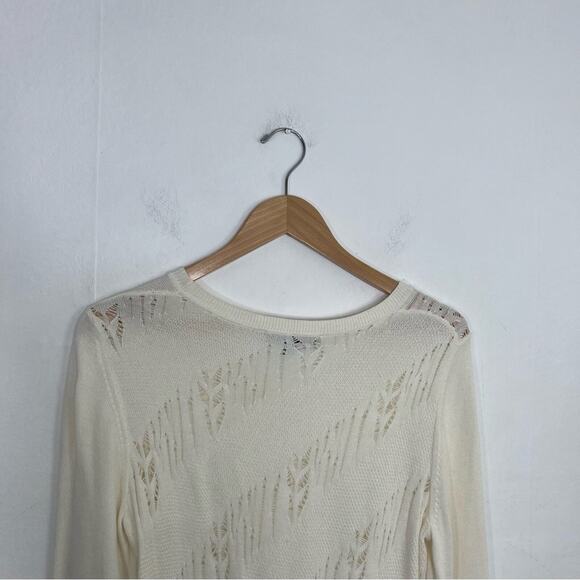 Classiques Entier White Lightweight Distressed Cashmere Blend Sweater Size Med - Picture 8 of 14